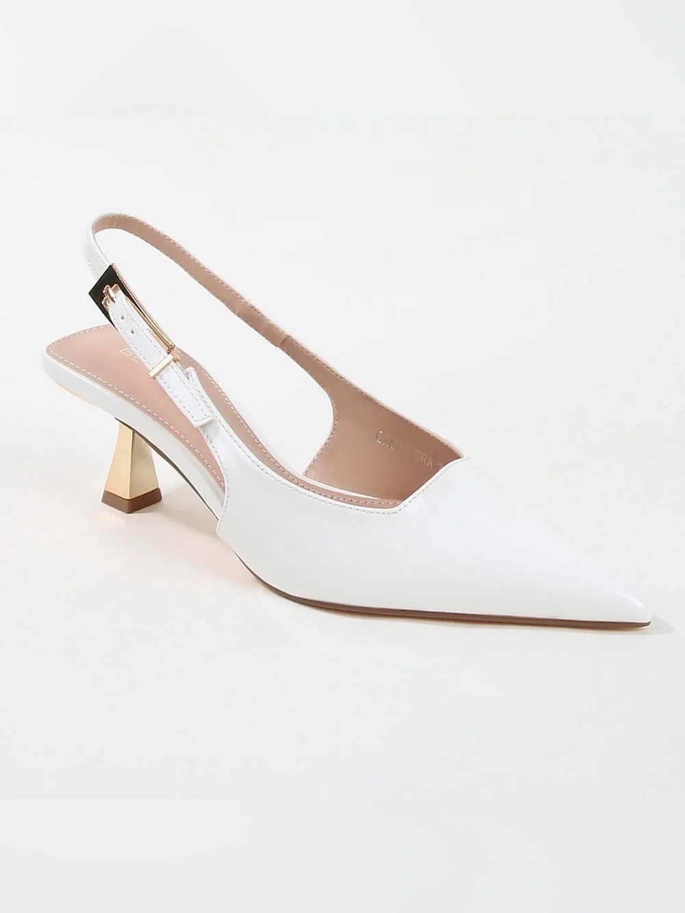 White Patent Slingback Heels